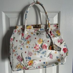Italian Leather Floral Handbag